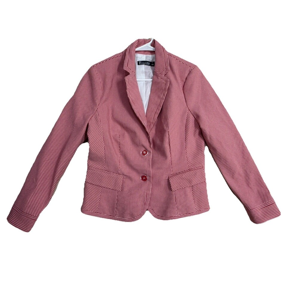 7th Avenue Design Studio Gingham Blazer Red White Size 12 Y2K Style